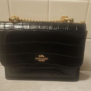 Coach Black Croc-Embossed Crossbody Bag